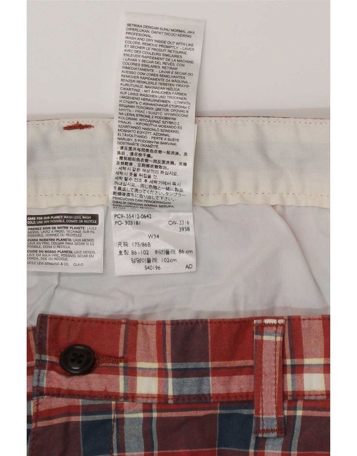 Мужские шорты чинос Dockers W34, хлопок, большая красная клетка