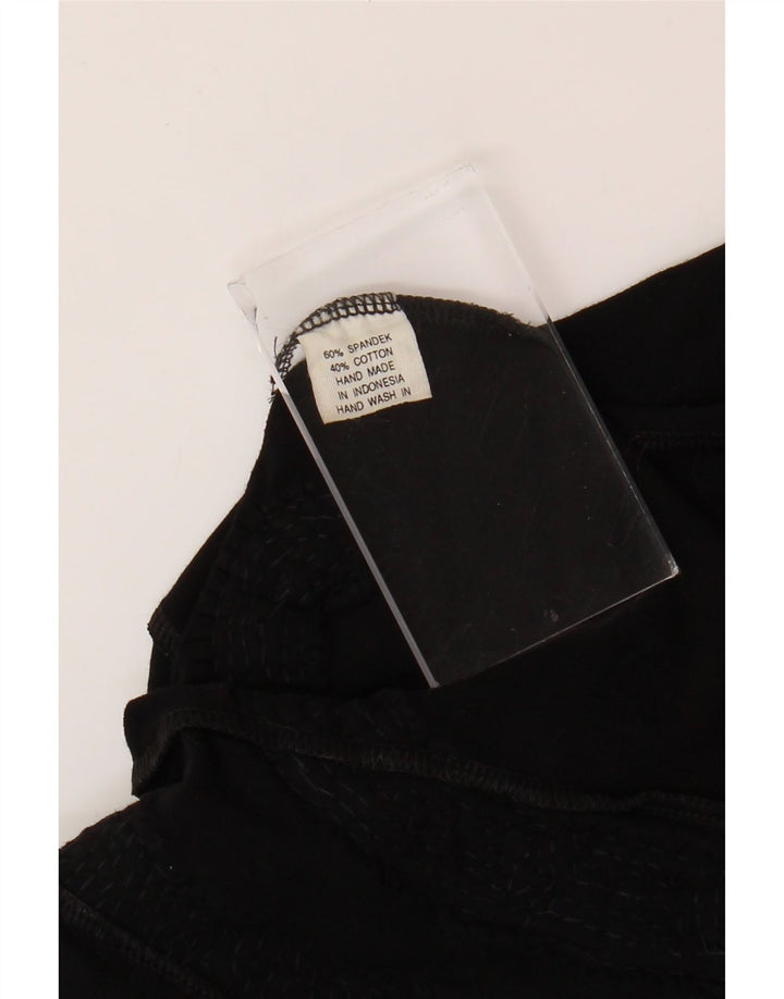 Женская укороченная блузка-рубашка VINTAGE UK 12, средний черный цветочный спандекс