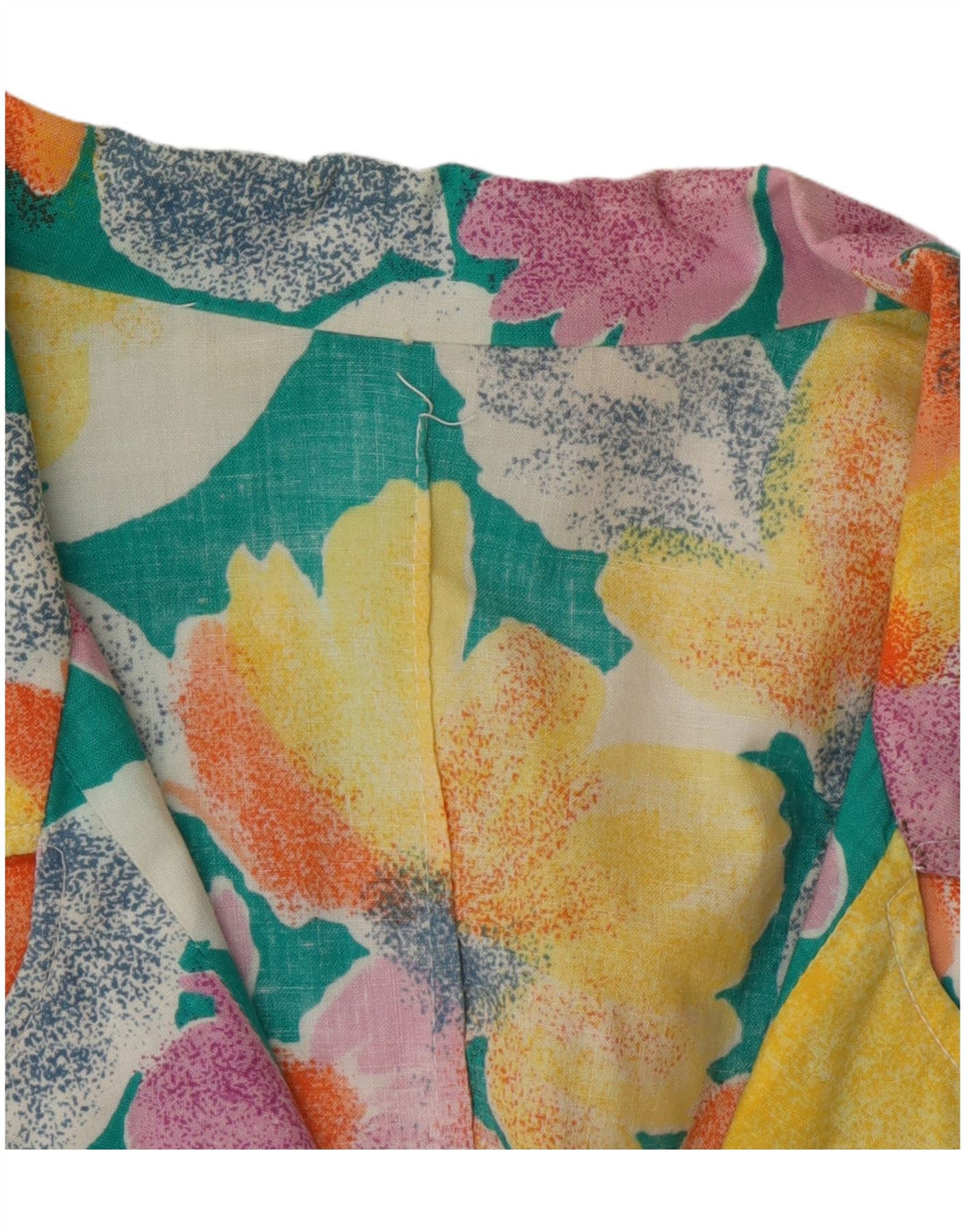 Винтажный женский пиджак на 3 пуговицах, Великобритания, 16, большой разноцветный цветочный принт