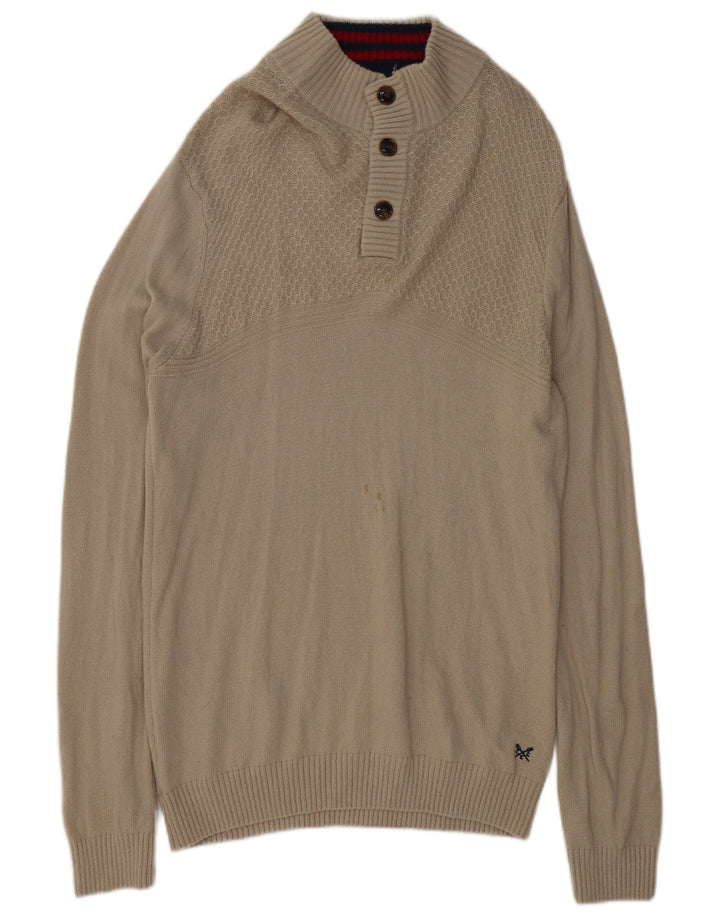 Crew Clothing Мужской джемпер на пуговицах, свитер XL, серый из овечьей шерсти