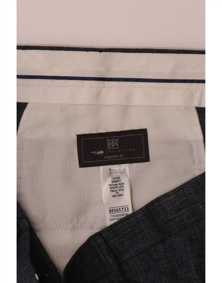 Мужские прямые костюмные брюки Marks & Spencer W42 L31 серые льняные