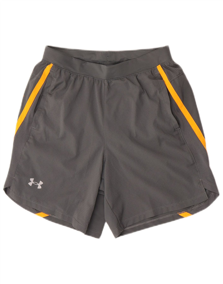 Мужские спортивные шорты с графическим рисунком Under Armour, средний серый полиэстер с цветными блоками