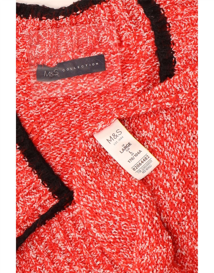 Женский джемпер с v-образным вырезом Marks & Spencer UK 16, большой красный полиэстер