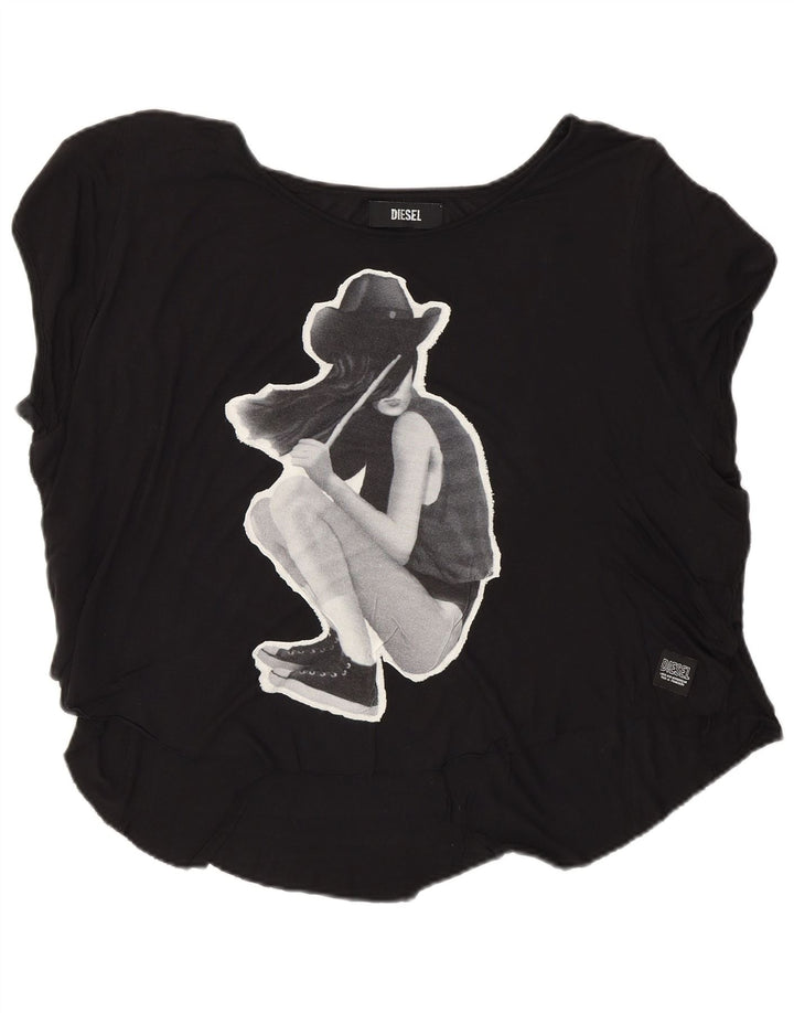 Женская футболка с рисунком Diesel Top UK 16, большая черная вискоза