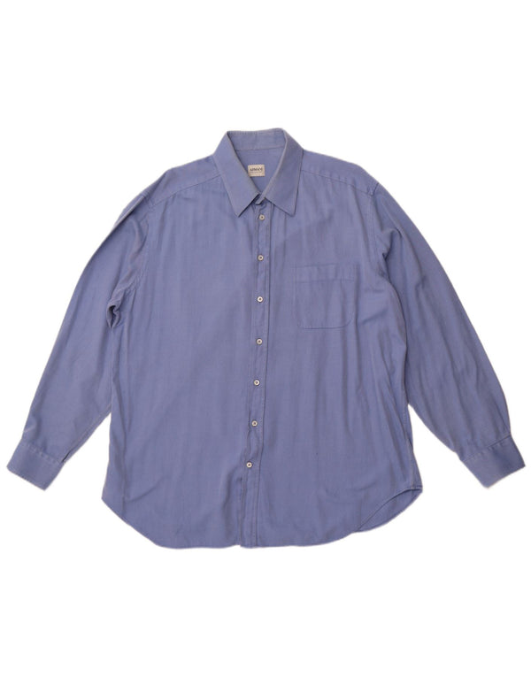 ARMANI COLLEZIONI Мужская рубашка, размер 44 17 1/2 XL, синяя хлопковая полоска