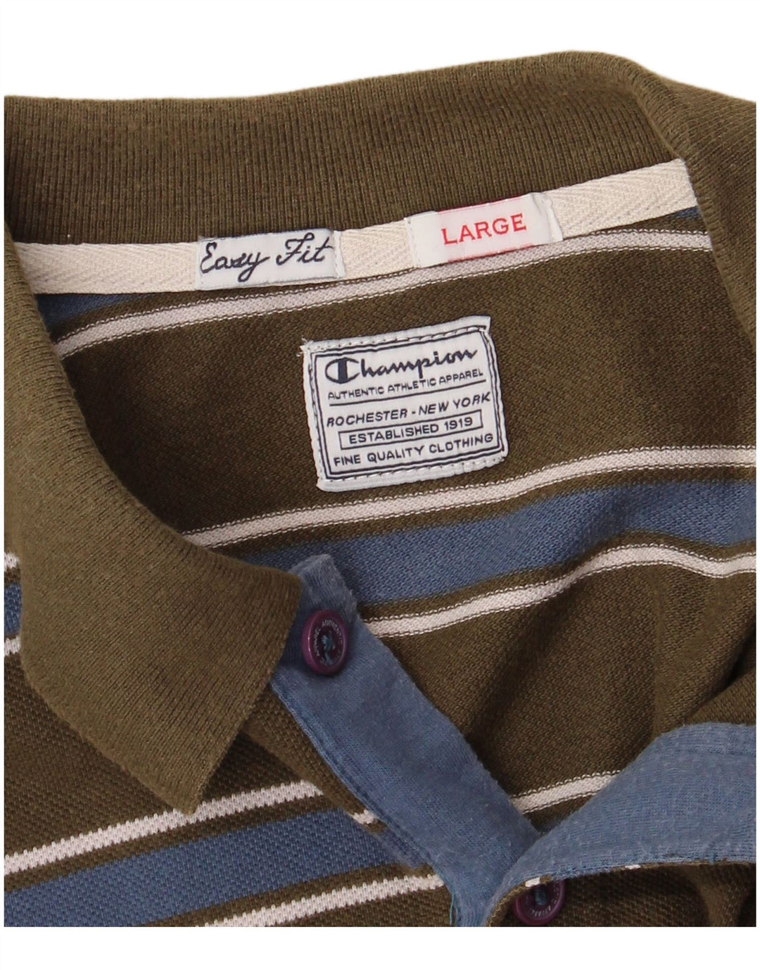 Мужская рубашка-поло свободного покроя CHAMPION, большой размер, цвет хаки, в полоску