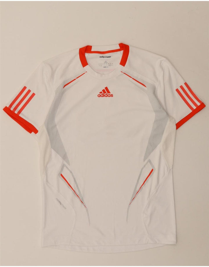 Мужская футболка Adidas Climacool, маленькая белая, из полиэстера с цветными блоками