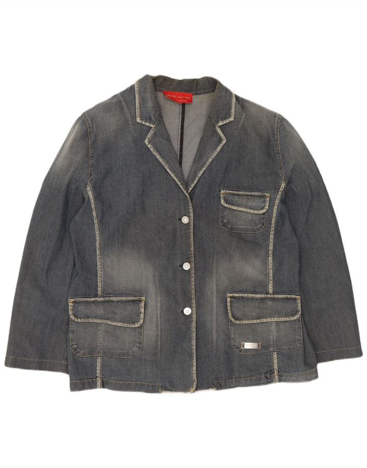 Женский джинсовый пиджак на трех пуговицах PERTE BY KRIZIA UK 14, большой синий