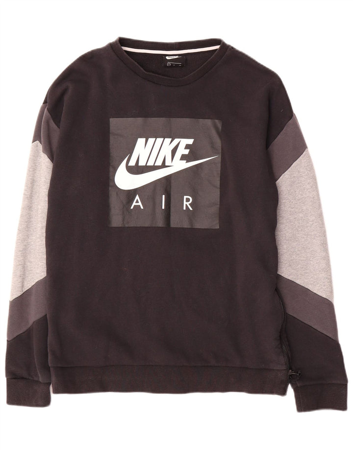Мужской свитшот с графическим рисунком Nike, маленький черный хлопковый джемпер с цветными блоками