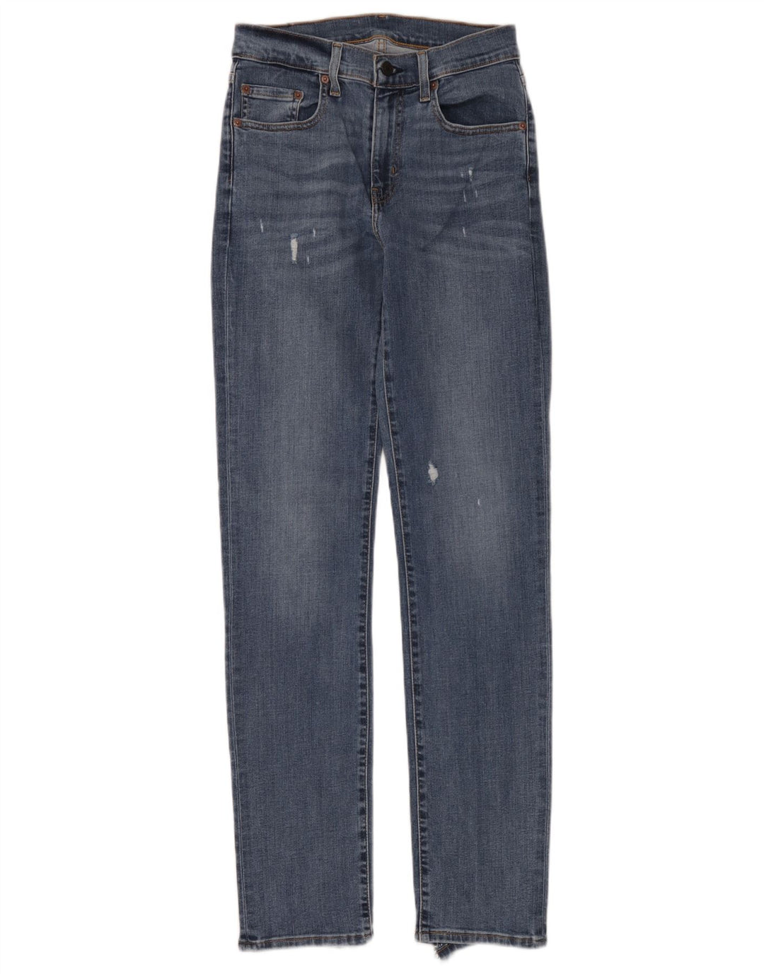 Женские потертые узкие джинсы Levi's W26 L32 синие