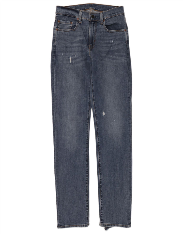 Женские потертые узкие джинсы Levi's W26 L32 синие