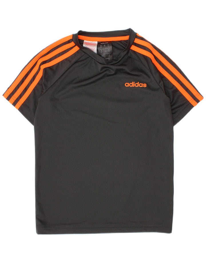 Футболка Adidas Climalite для мальчиков, топ 7-8 лет, серый полиэстер