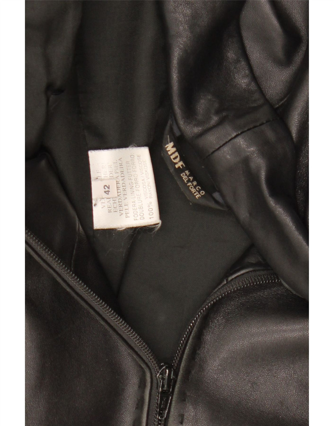 MARCO DEL FORTE Женская кожаная куртка IT 42 Medium Black Leather