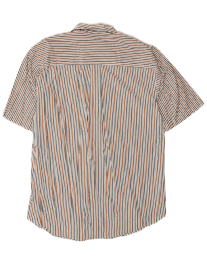 Izod Мужская рубашка с коротким рукавом, хлопковая средняя белая полоска