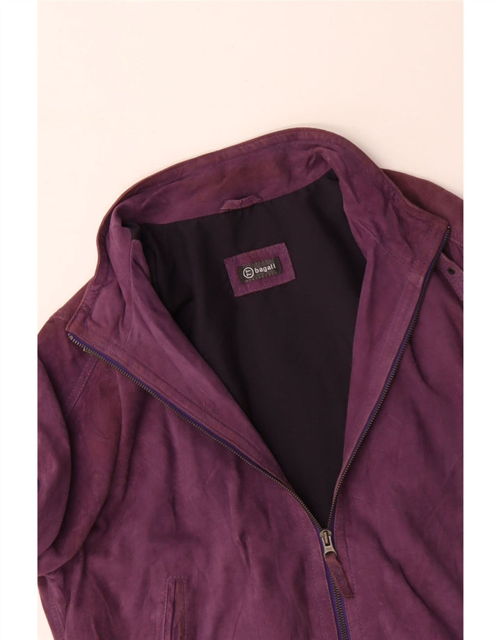 Мужской замшевый бомбер VINTAGE UK 38, кожа среднего фиолетового цвета