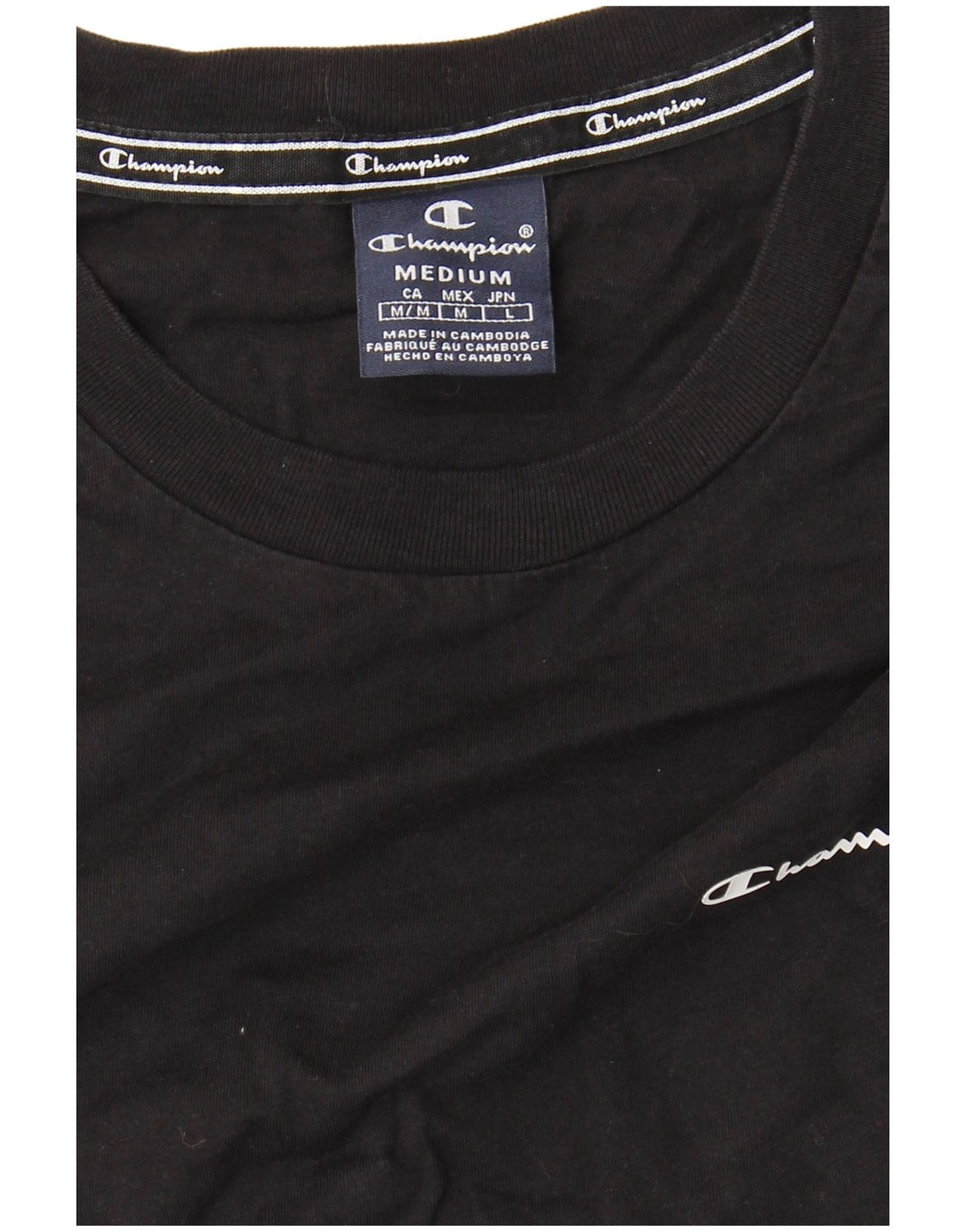 CHAMPION Mens Graphic Top Long Sleeve Medium Black