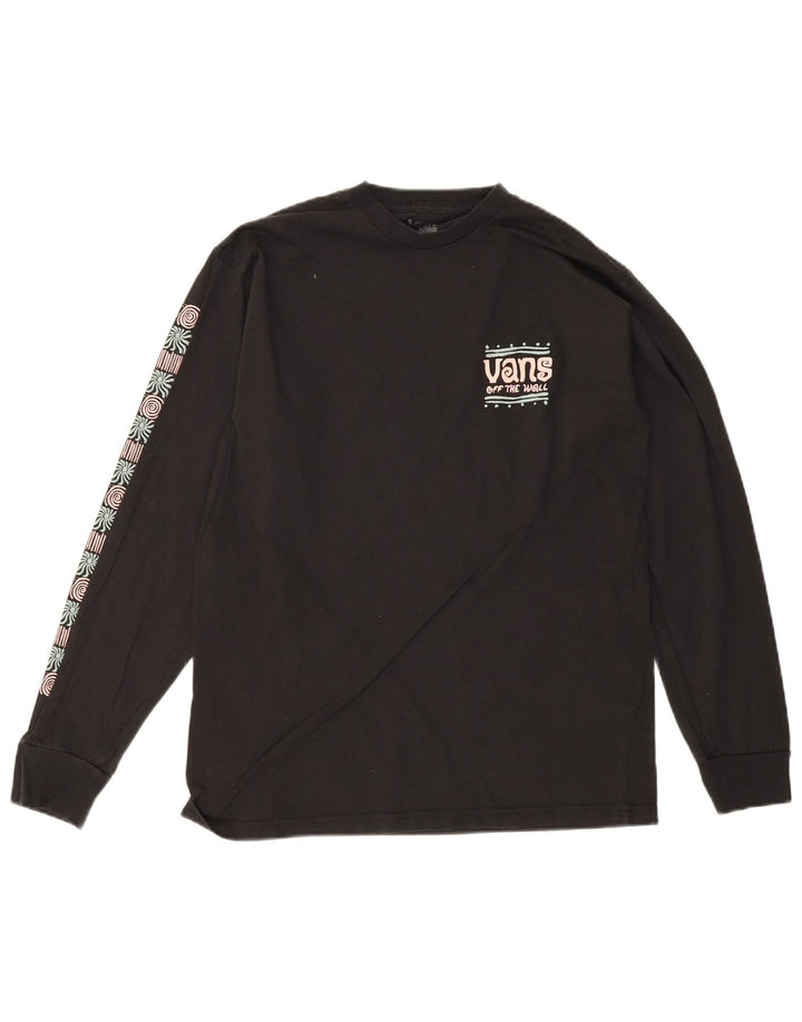 Мужской топ с рисунком классического кроя Vans с длинными рукавами, средний черный хлопок