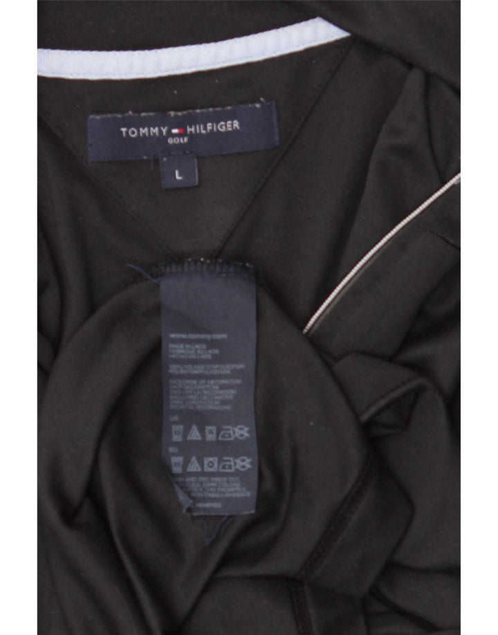 Мужской топ с воротником на молнии и длинным рукавом Tommy Hilfiger, большой черный полиэстер
