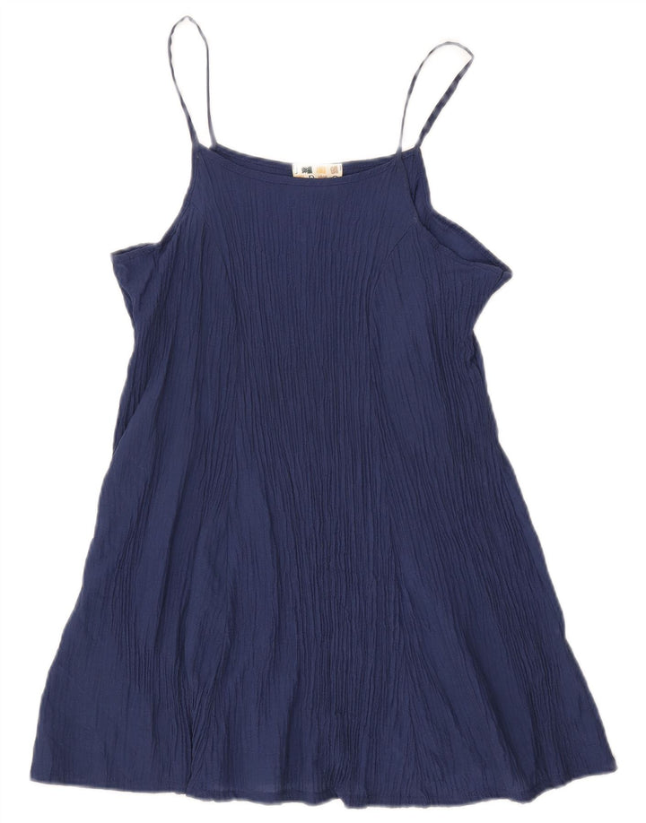 ВИНТАЖНОЕ женское платье-комбинация UK 14, большой размер, темно-синий, вискоза