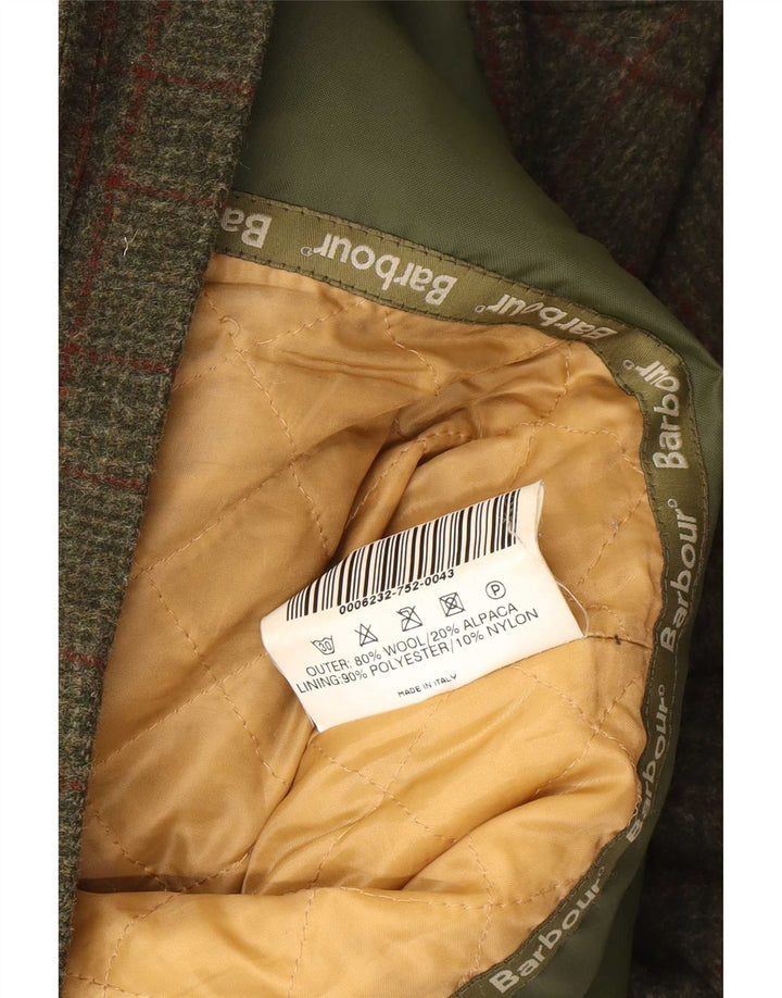 Мужская куртка Barbour UK 38, средний цвет хаки, шерсть в клетку