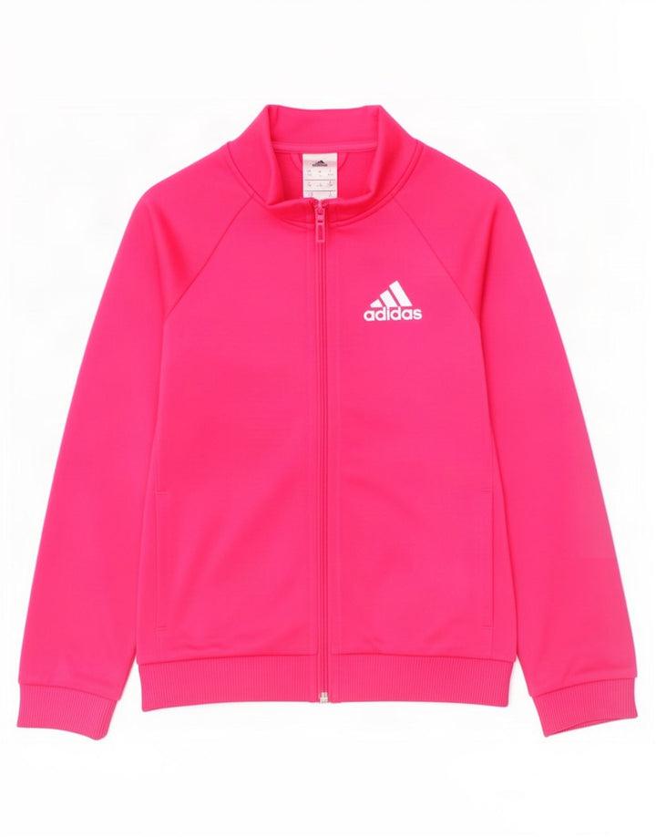 Спортивный костюм Adidas для девочек, верхняя куртка 9-10 лет, розовый полиэстер