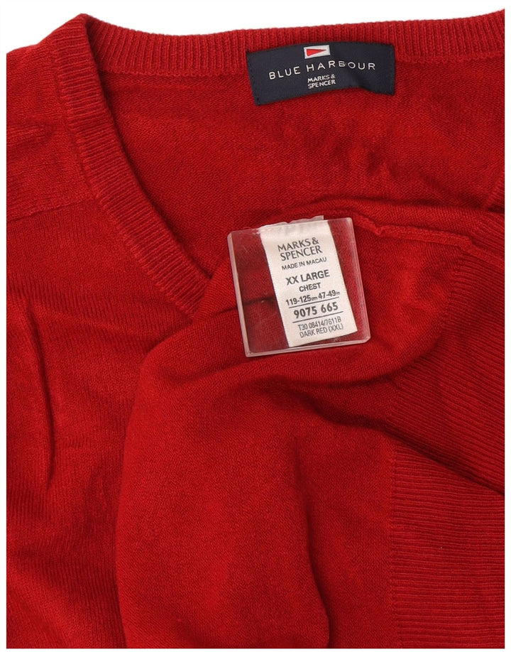 Мужской джемпер с v-образным вырезом Marks & Spencer 2XL, красный акрил