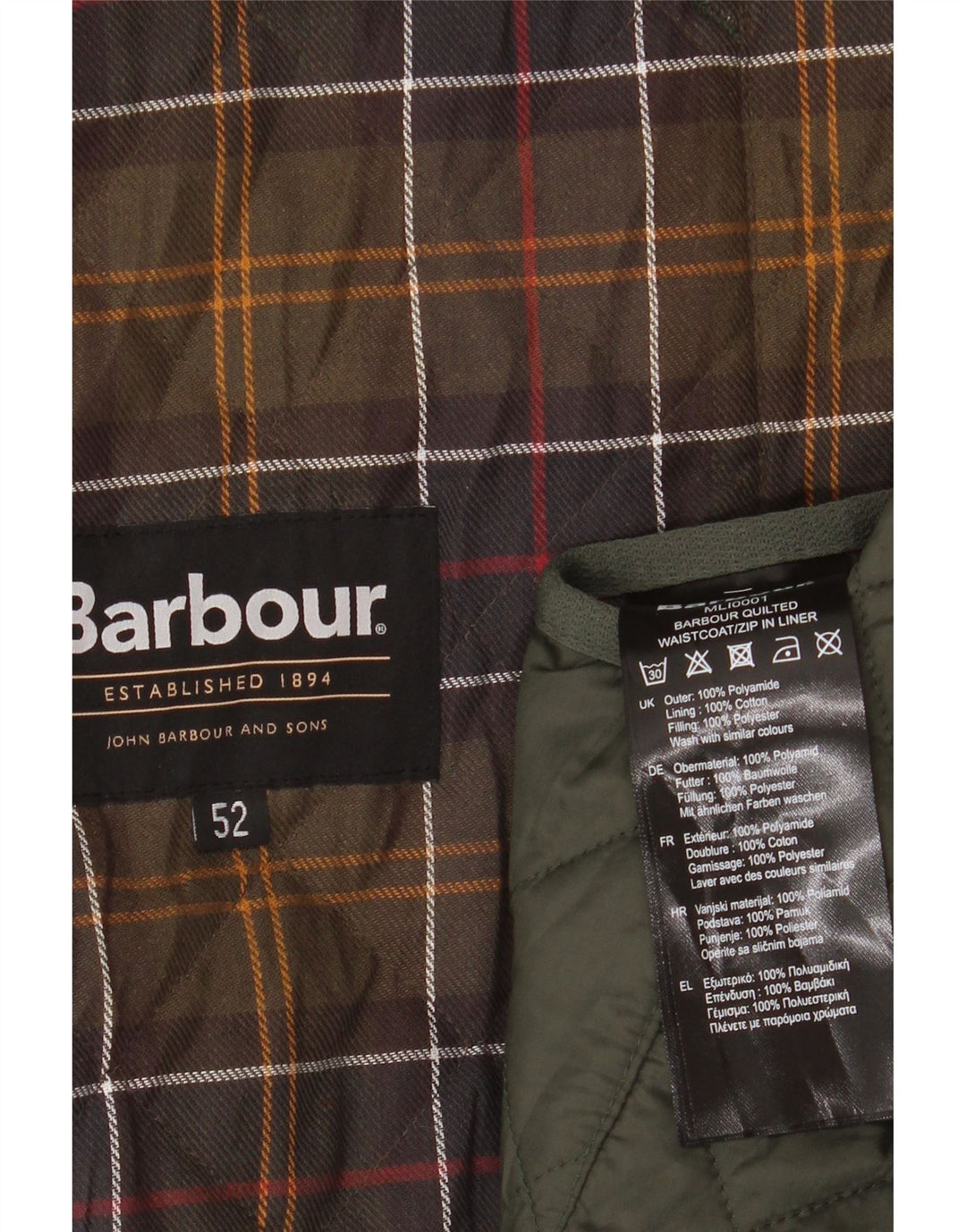 Мужской стеганый жилет Barbour, размер 52, большой, зеленый, полиамид