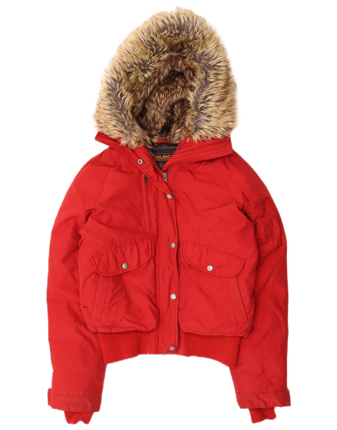 Женская утепленная куртка Woolrich с капюшоном UK 14, средний красный нейлон