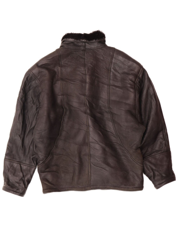 ВИНТАЖНАЯ женская двубортная куртка EU 42, большая черная короткая дубленка