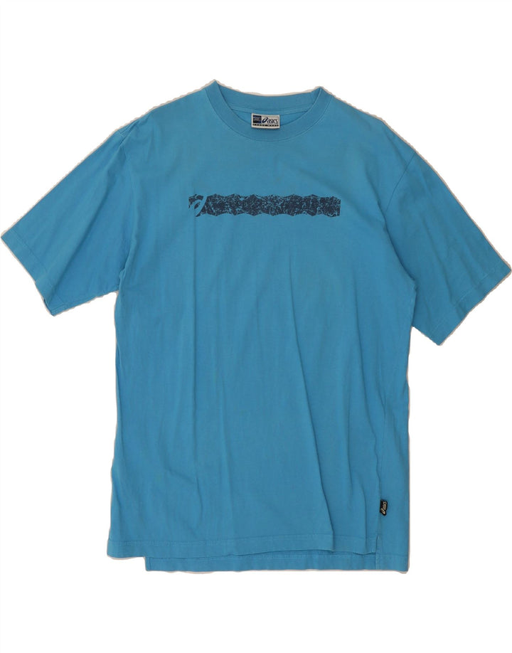 ASICS Mens Graphic T-Shirt Top Large Blue Cotton Vintage Asics and Second-Hand Asics from Messina Hembry 