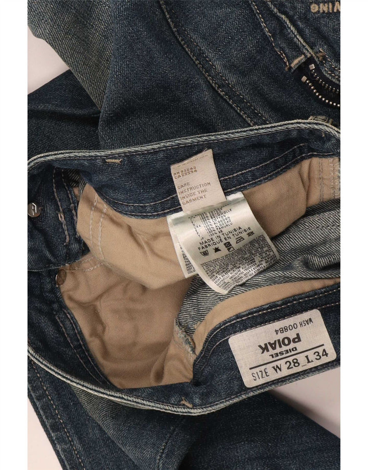 Мужские потертые узкие джинсы Diesel Poiak W28 L34, синий хлопок