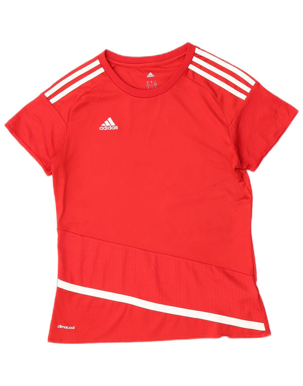 Женская футболка с рисунком Adidas Top UK 12/14, средний красный полиэстер, спортивная