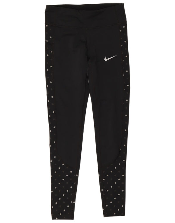 Женские леггинсы Nike Dri Fit UK 4 XS, черный полиэстер в горошек