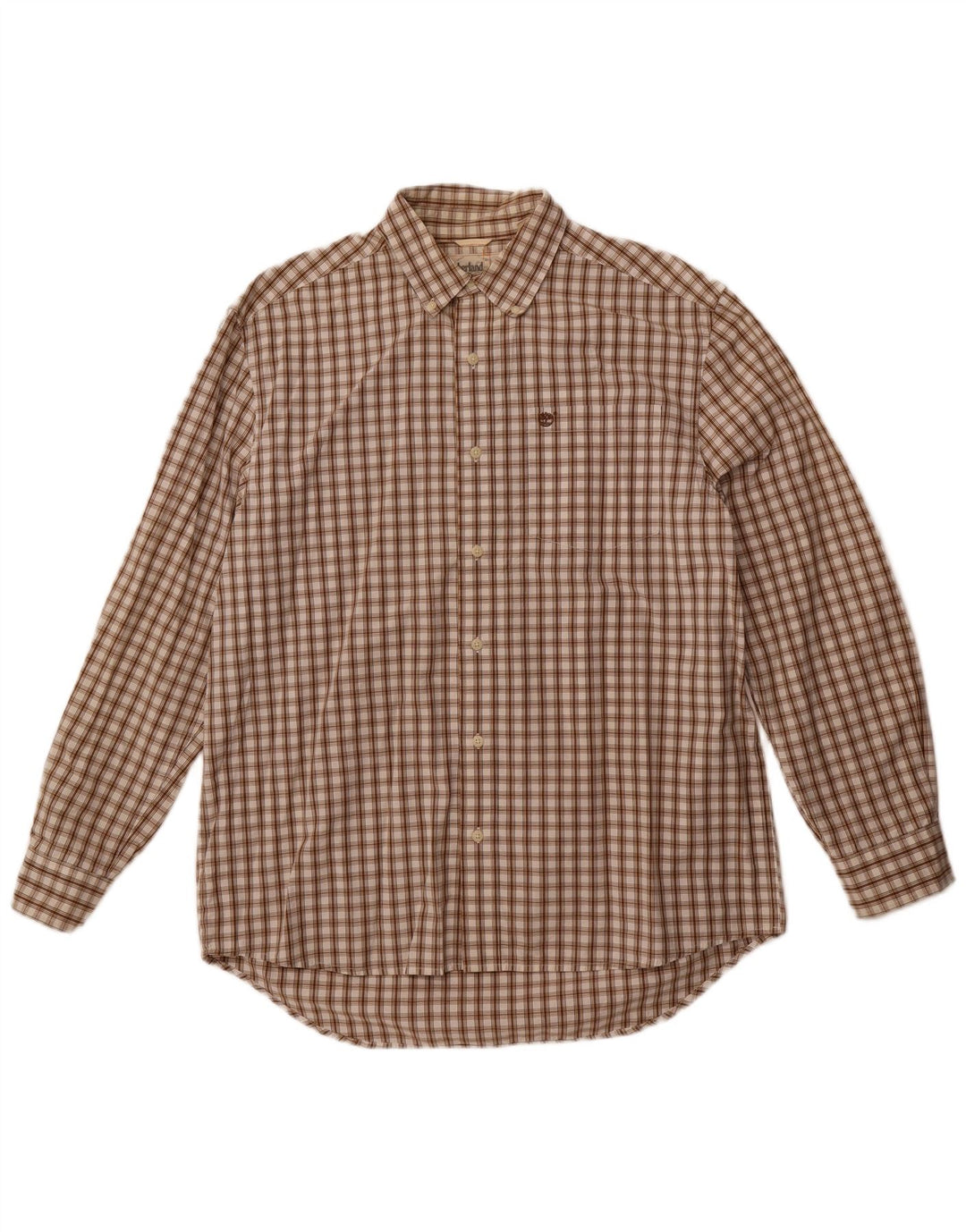 Мужская рубашка Timberland в крупную коричневую клетку из хлопка