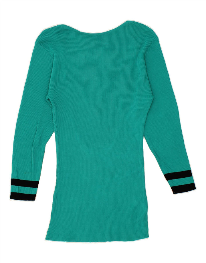 VINTAGE Womens Longline Crew Neck Jumper Sweater IT 40 Small Green Vintage Vintage and Second-Hand Vintage from Messina Hembry 