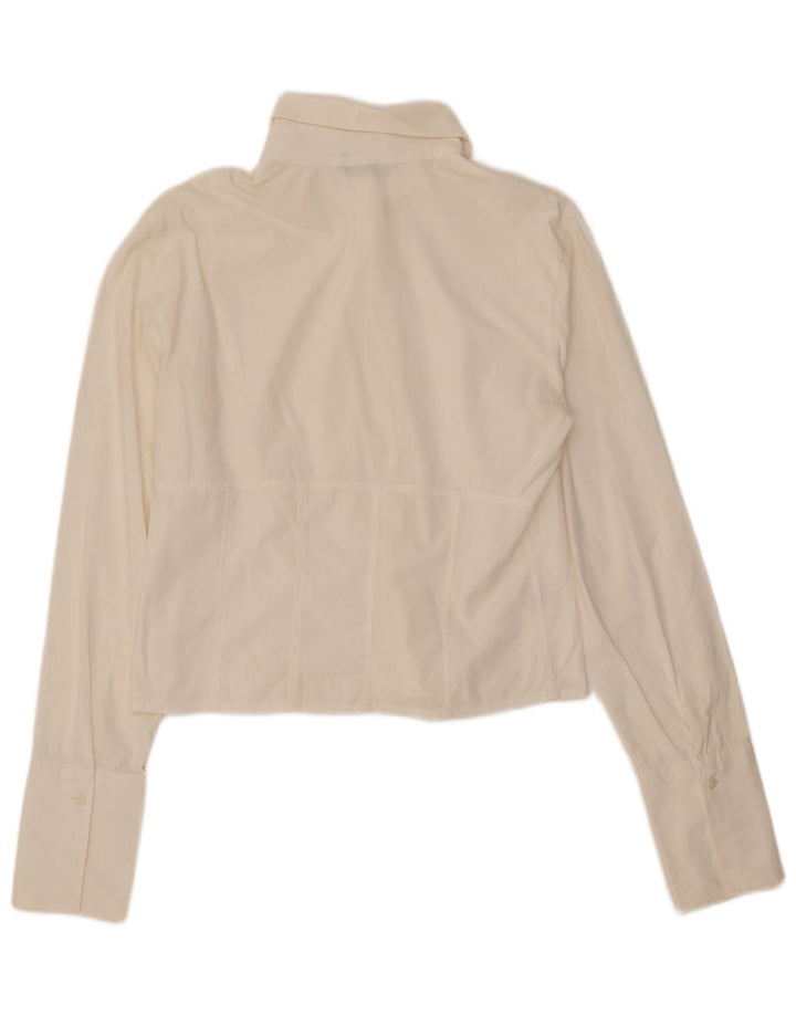 Женская укороченная блузка-рубашка BENETTON UK 14, большой белый хлопок