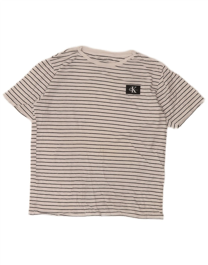 Футболка CALVIN KLEIN JEANS для девочек, топ 14–15 лет, большая белая полоска