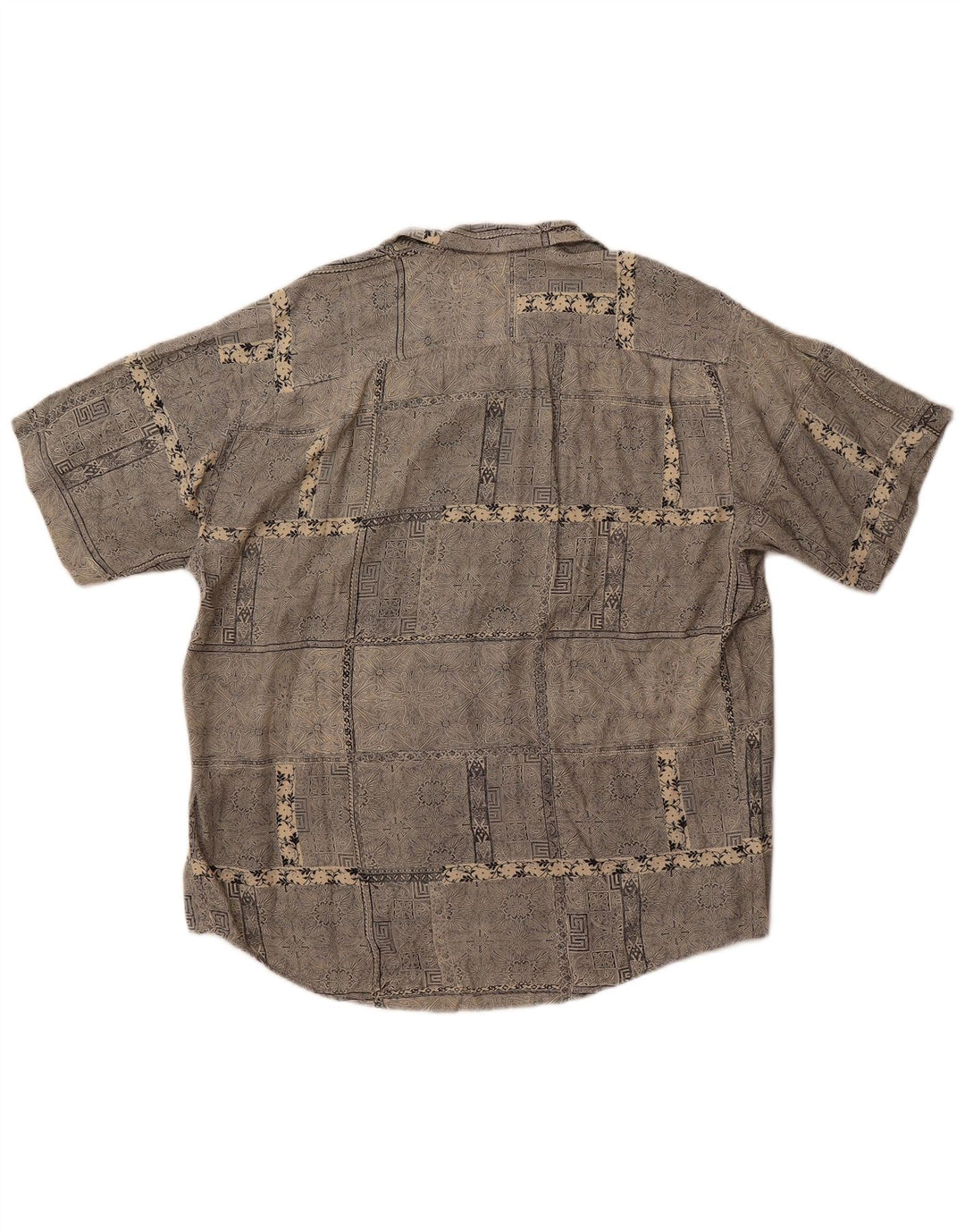 Винтажная мужская рубашка с коротким рукавом, большая серая, с узором пейсли