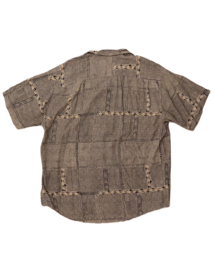 Винтажная мужская рубашка с коротким рукавом, большая серая, с узором пейсли