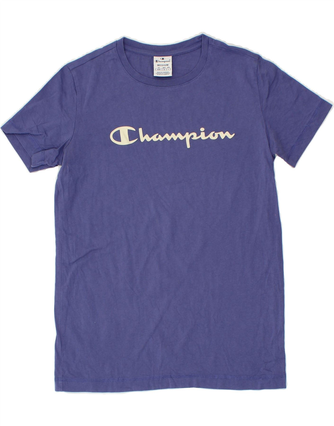 CHAMPION Womens Graphic T-Shirt Top UK 12 Medium Navy Blue Vintage Champion and Second-Hand Champion from Messina Hembry 