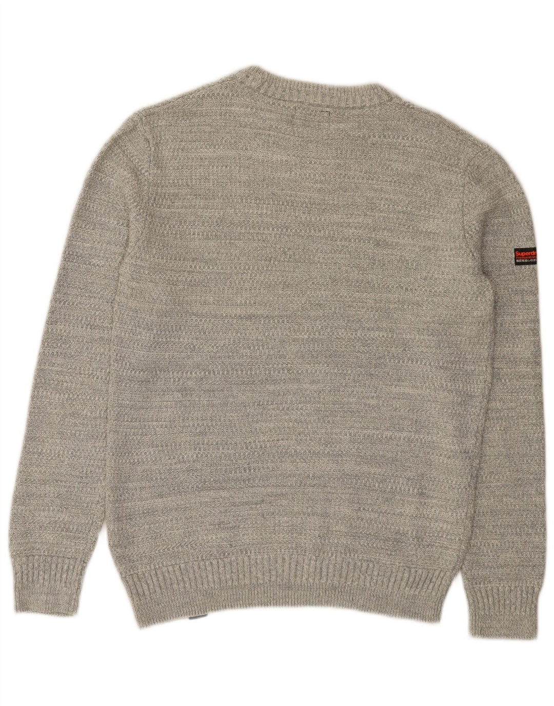 Мужской джемпер с круглым вырезом Superdry, хлопковый свитер среднего серого цвета
