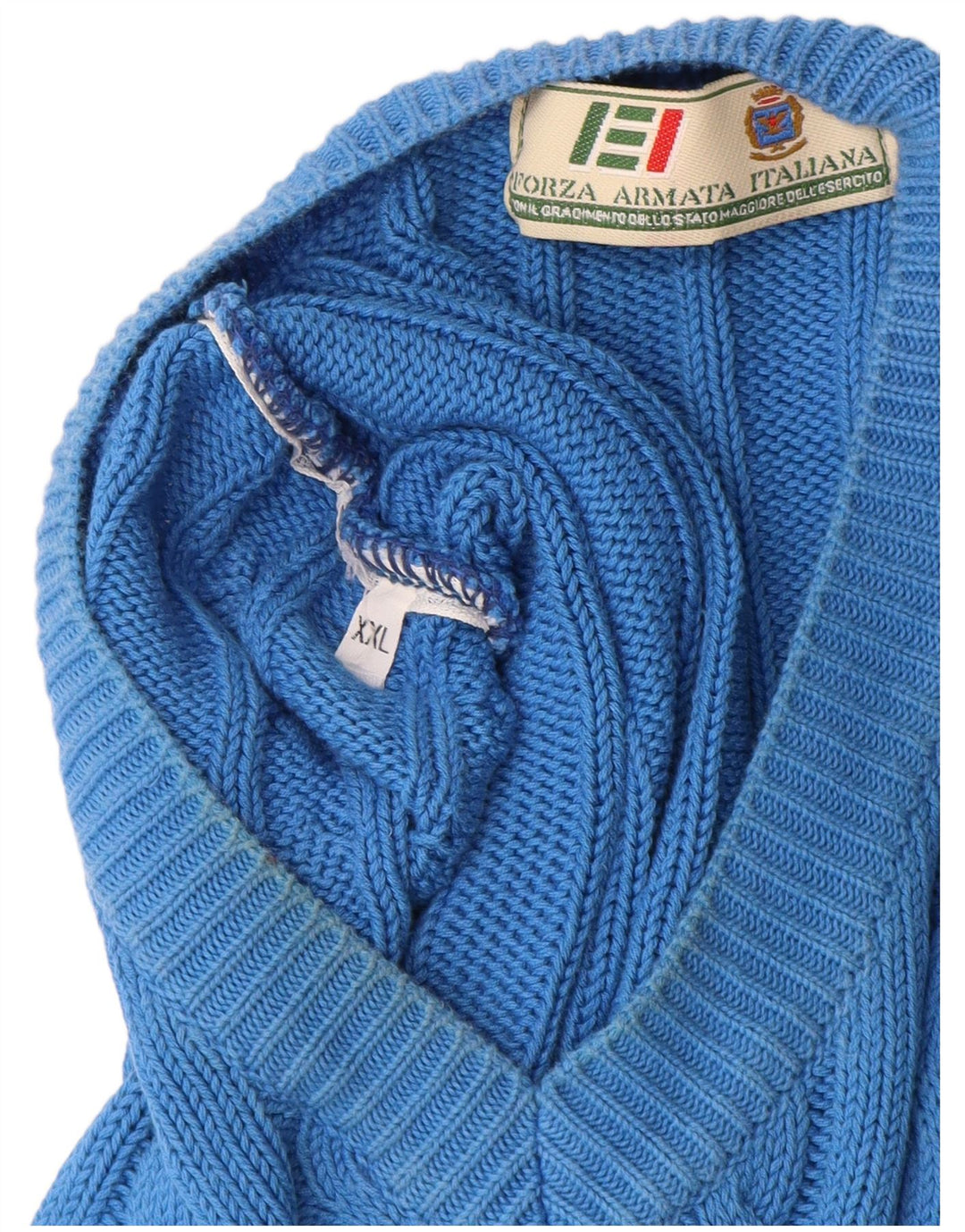 Винтажный мужской джемпер с v-образным вырезом 2XL, синий хлопок