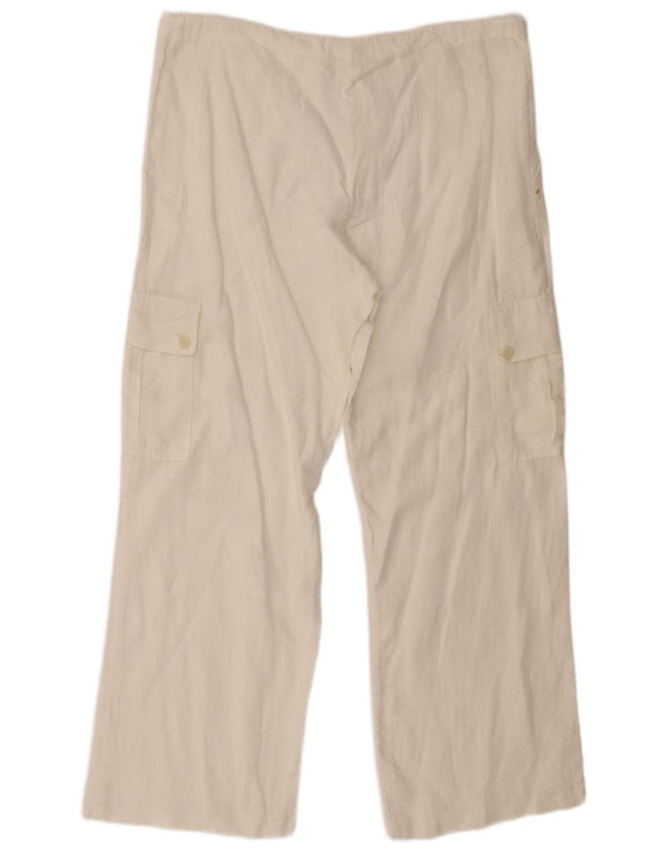 Винтажные женские брюки-карго свободного покроя с высокой талией W32 L27 Off White