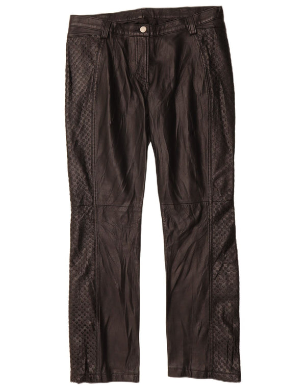 Винтажные женские прямые кожаные брюки IT 42 Medium W28 L29 Черные кожаные