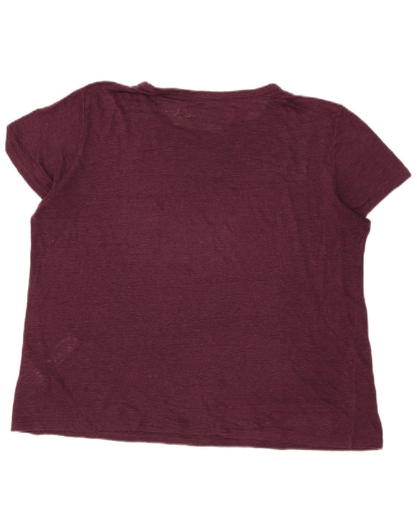 Женская футболка Massimo Dutti Top UK 18 XL бордовый лен