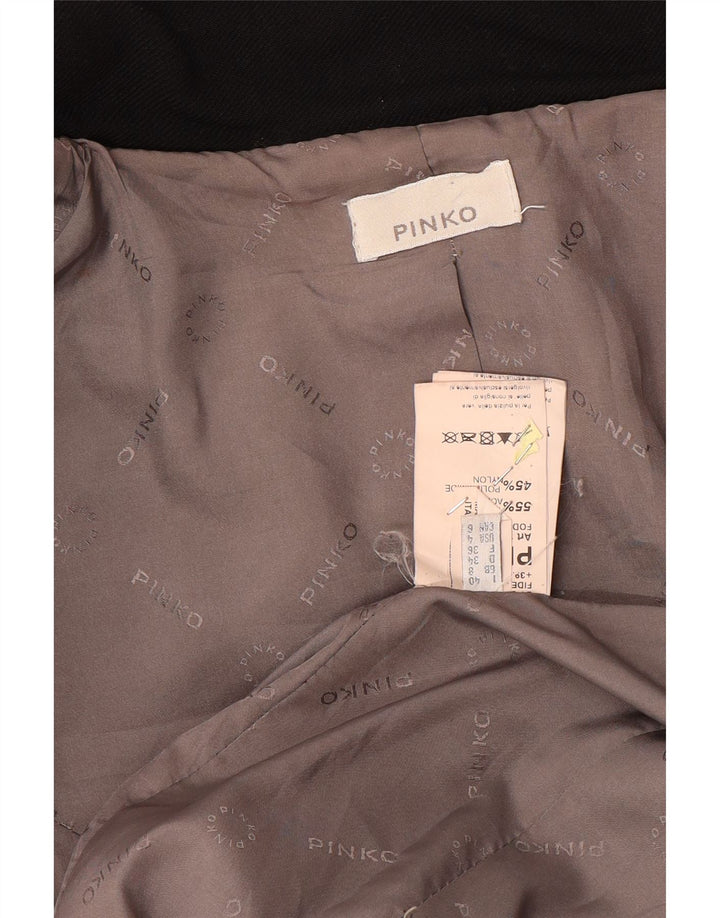 Женское пальто PINKO UK 8 маленькое черное из ацетата с цветными блоками