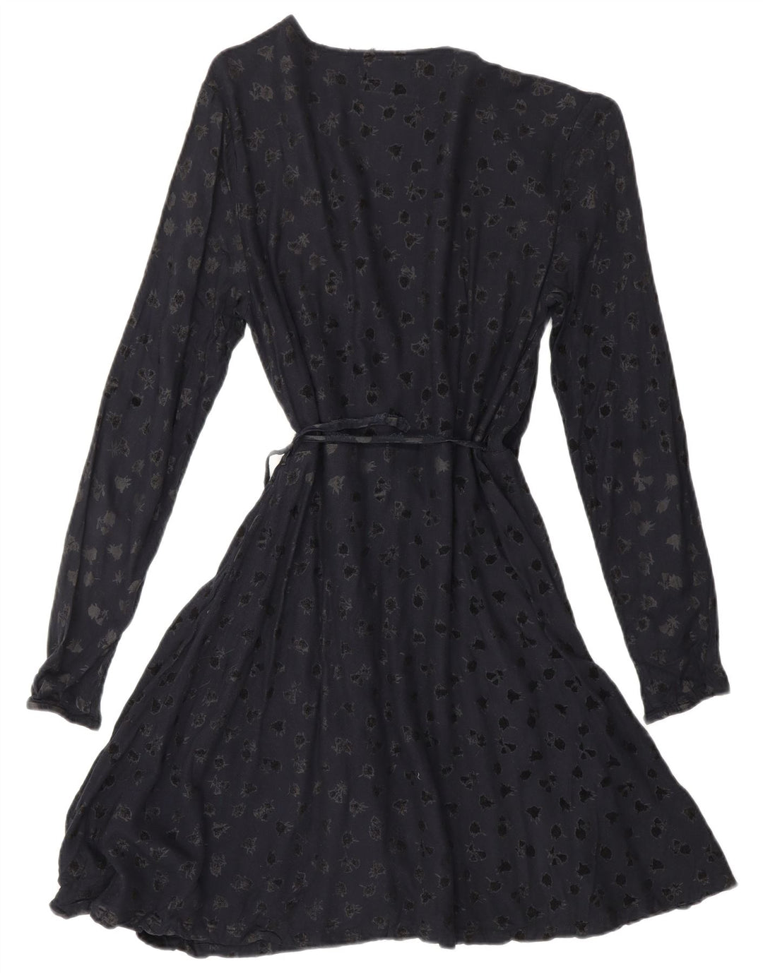 SUPERDRY Женское платье с запахом и длинными рукавами с абстрактным узором UK 6 XS Темно-синий