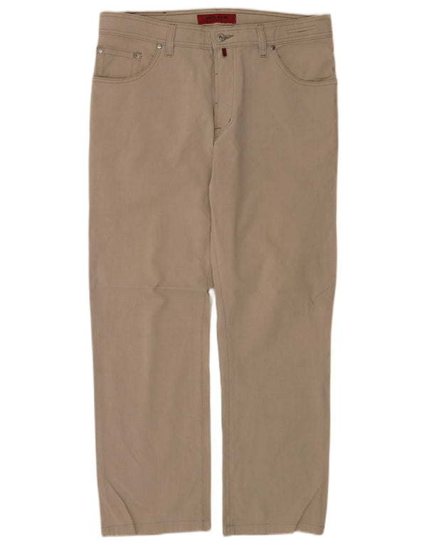 Pierre Cardin Womens Straight Casual Trousers W36 L30 Beige Cotton