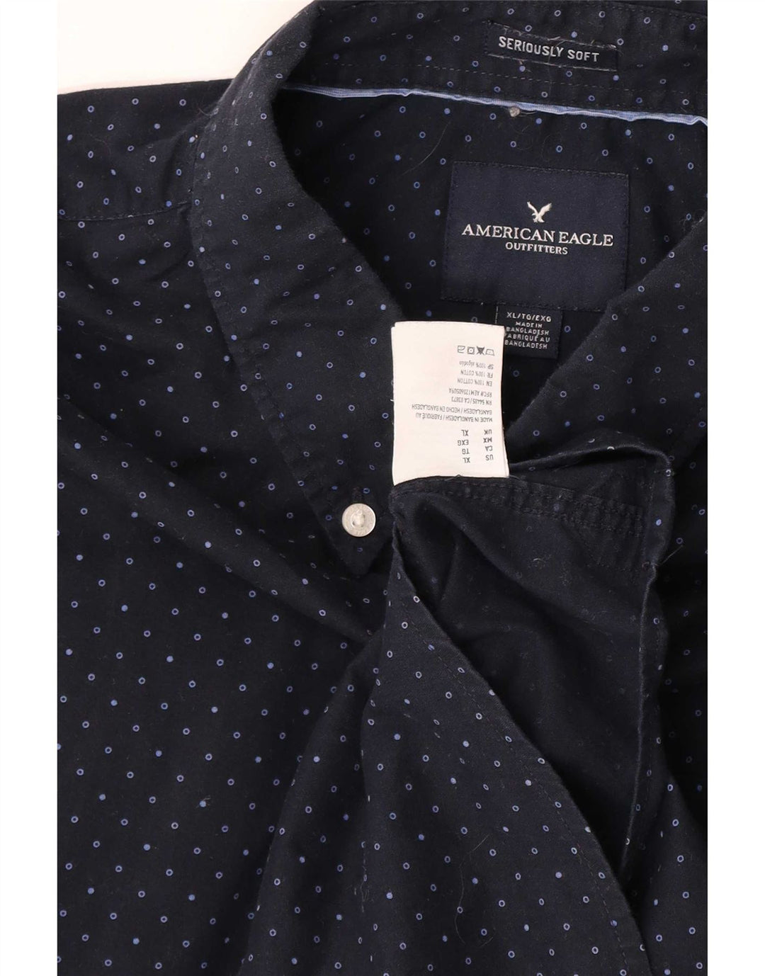 Мужская рубашка American Eagle XL, темно-синяя, пятнистый хлопок
