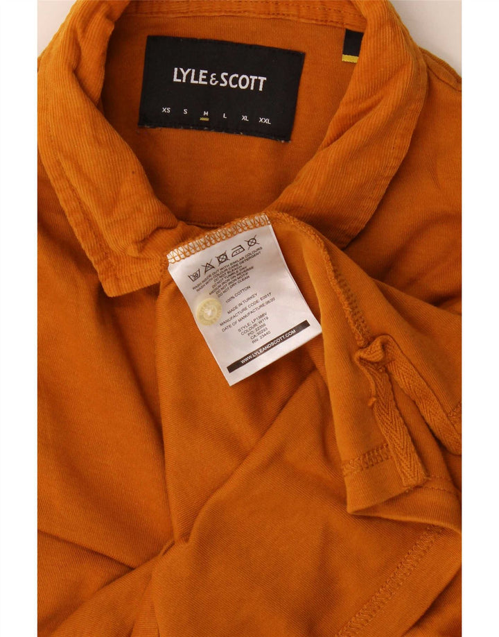Мужская рубашка-поло с длинным рукавом Lyle & Scott, хлопковая ткань среднего оранжевого цвета